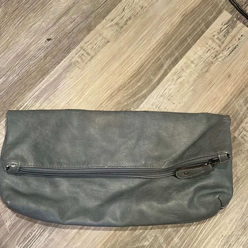Free People Large blue/gray soft clutch, distressed looking